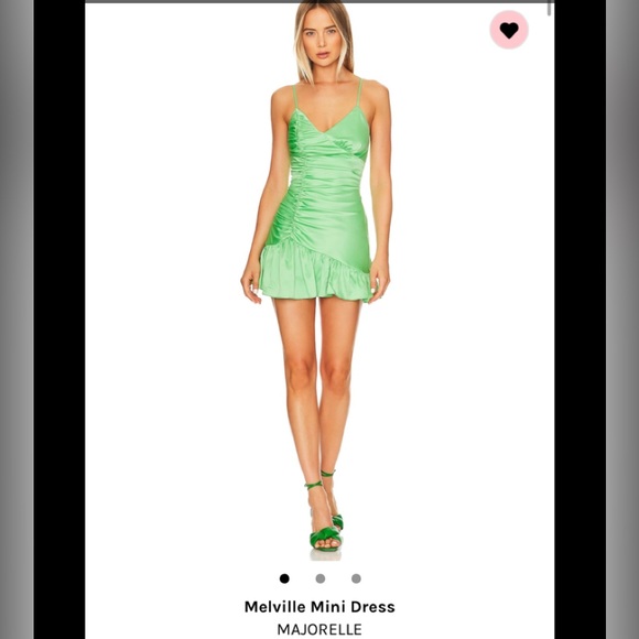 majorelle green mini dress MAJORELLE Cal Embellished Mini Dress in Lime Green – Revaia main image 1